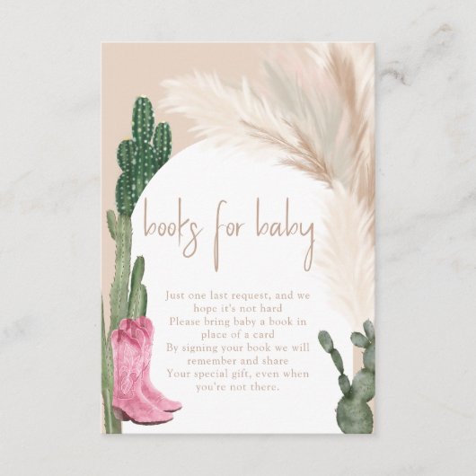 Boho cactus pampas laarzen baby brengen een boek informatiekaartje (Voorkant)