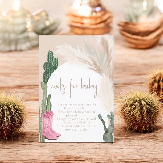 Boho cactus pampas laarzen baby brengen een boek informatiekaartje