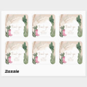 Boho cactus pampas laarzen woestijn baby shower vierkante sticker (Vel)