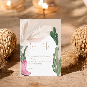 Boho cactus pampaslaarzen baby luierverloting informatiekaartje
