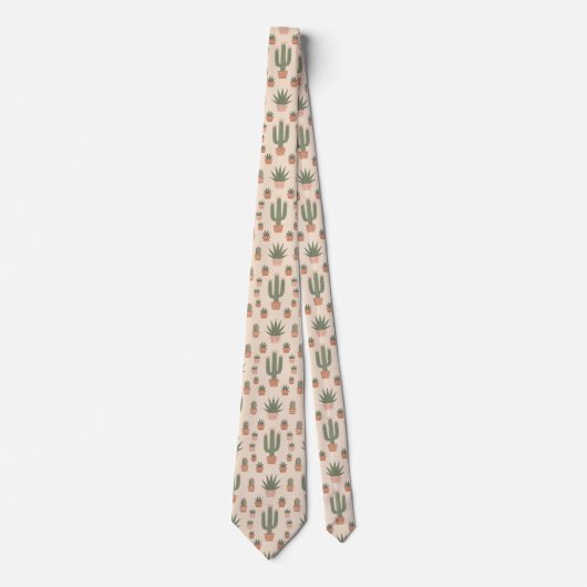 Boho Cactus Patroon Stropdas (Voorkant)