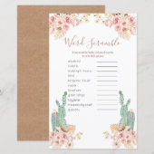 Boho Cactus Pink Floral Word Scramble Game (Voorkant / Achterkant)