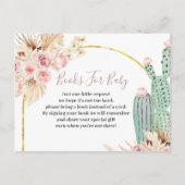 Boho Cactus Pink Flowers Books for baby Uitnodiging Briefkaart (Voorkant)