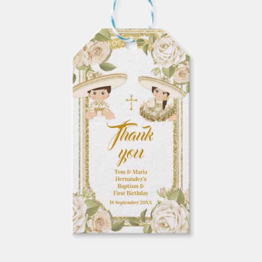 Boho Cactus Pink Flowers Dank je Label Cadeaulabel (Voorkant)