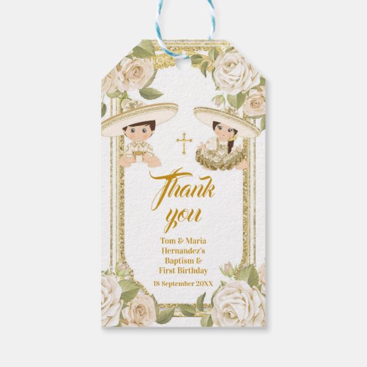 Boho Cactus Pink Flowers Dank je Label Cadeaulabel (Achterkant)