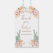 Boho Cactus Pink Flowers Dank je Label Cadeaulabel (Voorkant)