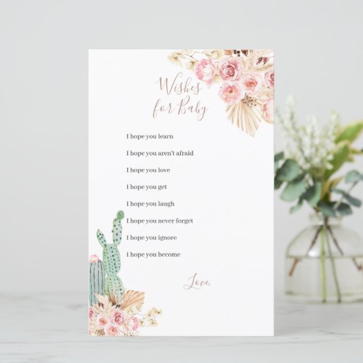 Boho Cactus Pink Flowers wil Baby gamen (Staand voorkant)