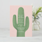Boho Cactus Pink Gold Girl Baby shower Kaart (Staand voorkant)