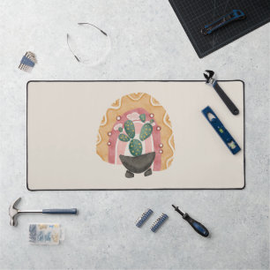 Boho Cactus regenboog: levendige woestijnvibes Bureaumat