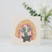 Boho Cactus regenboog: levendige woestijnvibes Feestdagenkaart (Staand voorkant)