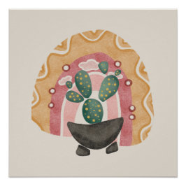 Boho Cactus regenboog: levendige woestijnvibes Perfect Poster