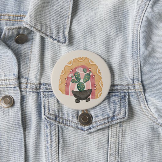Boho Cactus regenboog: levendige woestijnvibes Ronde Button 7,6 Cm (In situ)