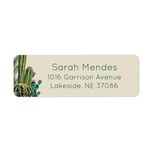 Boho Cactus Return Address Label (Voorkant)