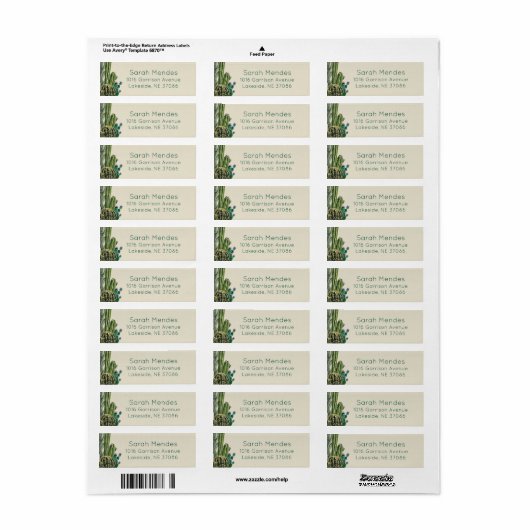 Boho Cactus Return Address Label (Full Sheet)