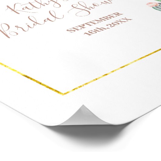 Boho Cactus Roze Bloem Bruidsfeest Welkomstbord Poster (Hoek)