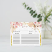 Boho Cactus Roze Bloemen Bruidsfeest Recept kaart (Staand voorkant)