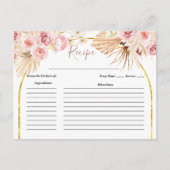 Boho Cactus Roze Bloemen Bruiloft Recept kaart (Voorkant)