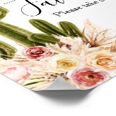 Boho Cactus Roze Bloemen Pampas Gras Favorenbord Poster (Hoek)