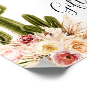 Boho Cactus Roze Bloemen Pampas Gras Kaarten & Cad Poster (Hoek)