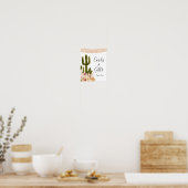 Boho Cactus Roze Bloemen Pampas Gras Kaarten & Cad Poster (Keuken)