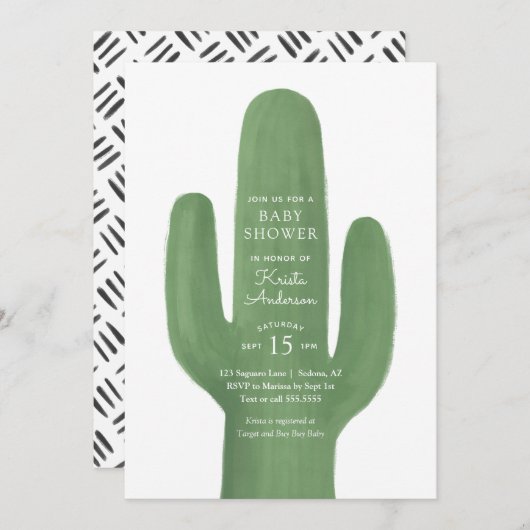 Boho Cactus Southwestern Baby shower Kaart (Voorkant / Achterkant)