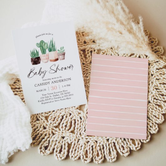 Boho Cactus Succulent Baby shower Kaart