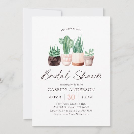 Boho Cactus Succulent Vrijgezellenfeest Kaart (Voorkant)