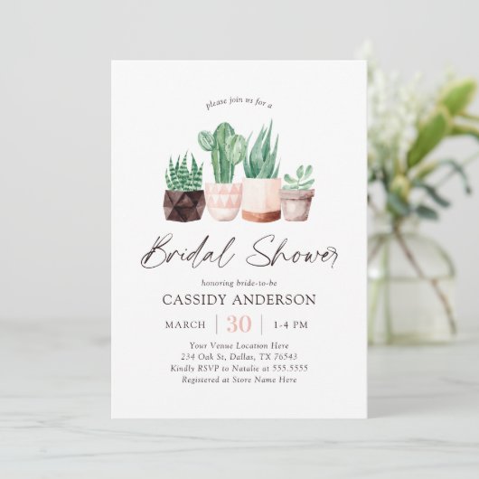 Boho Cactus Succulent Vrijgezellenfeest Kaart (Staand voorkant)