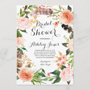 Boho cactus succulents Bridal Shower Invitation Kaart