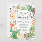 Boho cactus succulents Bridal Shower Invitation Kaart (Voorkant)