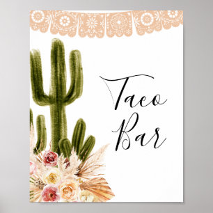 Boho Cactus Taco Bar Taco bout Love Sign Poster
