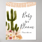 Boho Cactus Taco Bout Baby in Bloom Bord Poster (Voorkant)