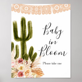 Boho Cactus Taco Bout Baby in Bloom Bord Poster