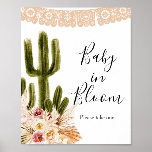 Boho Cactus Taco Bout Baby in Bloom Bord Poster (Voorkant)