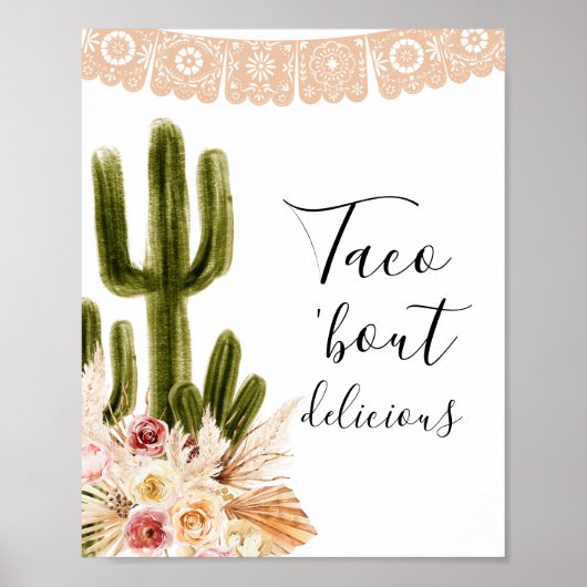 Boho Cactus Taco 'Bout delicious Sign' Poster (Voorkant)