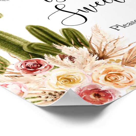 Boho Cactus Taco Bout Love is Sweet Bord Poster (Hoek)