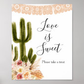 Boho Cactus Taco Bout Love is Sweet Bord Poster (Voorkant)