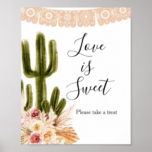 Boho Cactus Taco Bout Love is Sweet Bord Poster (Voorkant)