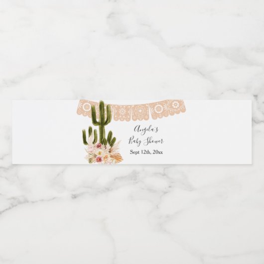 Boho Cactus Taco Bout Love Water Fles Label Waterfles Etiket (Enkel label)
