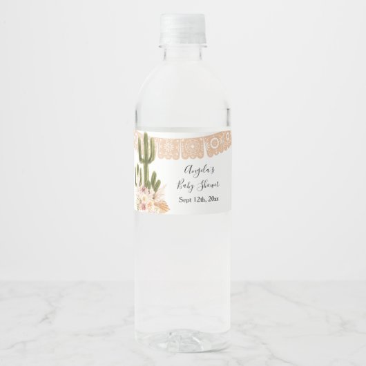 Boho Cactus Taco Bout Love Water Fles Label Waterfles Etiket (Voorkant)