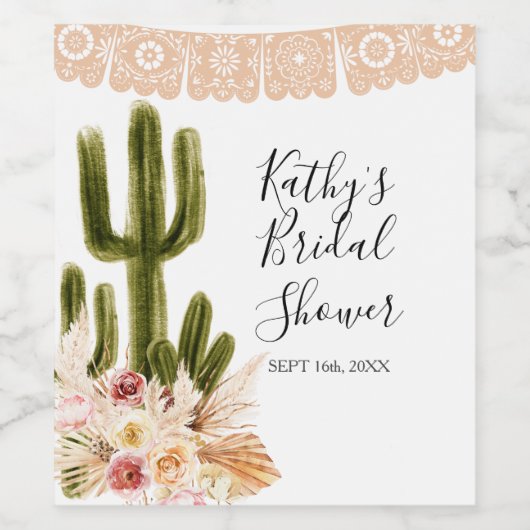 Boho Cactus Taco Bout Love Wijnfles Label Wijn Etiket (Enkel label)