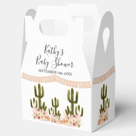 Boho Cactus Taco Over Liefde Baby shower Bedankdoosjes (Geopend)