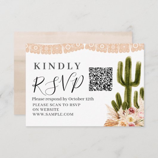 Boho Cactus Taco Over Liefde Baby shower RSVP-kaar Bedankkaart (Voorkant / Achterkant)