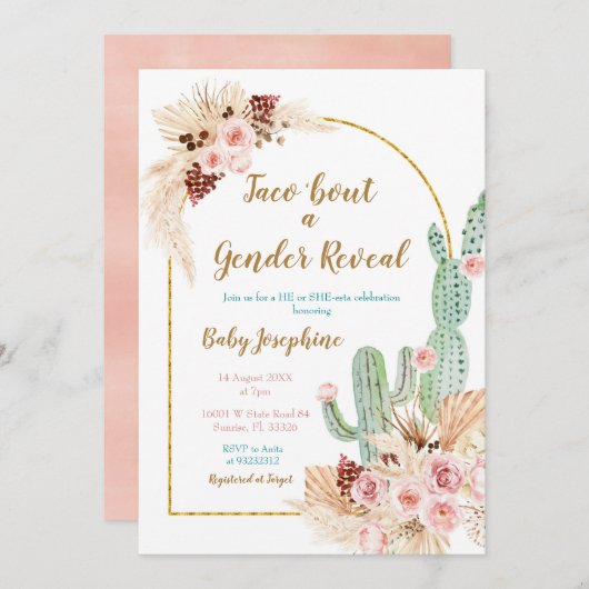 Boho Cactus Taco over liefde voor gender onthullin Kaart (Voorkant / Achterkant)