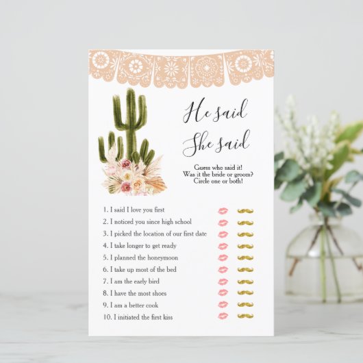 Boho Cactus Taco over liefde zei dat ze games zei (Staand voorkant)