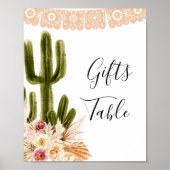 Boho Cactus Taco over Love Gift Table Poster (Voorkant)