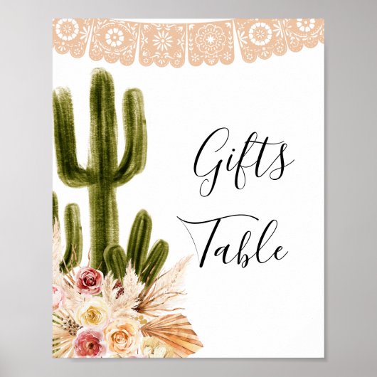 Boho Cactus Taco over Love Gift Table Poster (Voorkant)