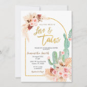 Boho Cactus Taco over Vrijgezellenfeest Uitnodigin Kaart (Voorkant)