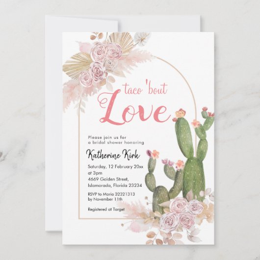Boho Cactus Taco's over Love Vrijgezellenfeest Kaart (Voorkant)