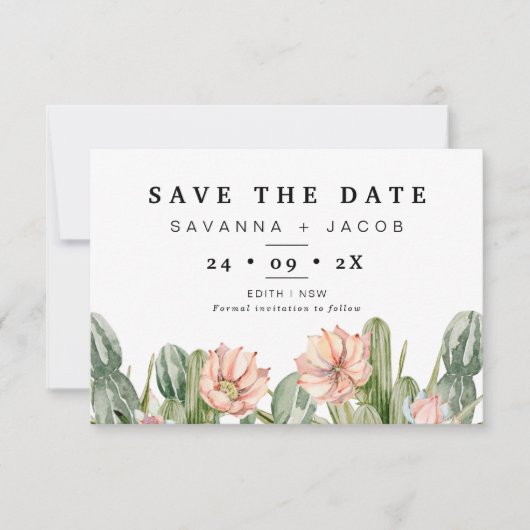 Boho cactus vetplanten bruiloft Save The Date Kaar Kaart (Voorkant)